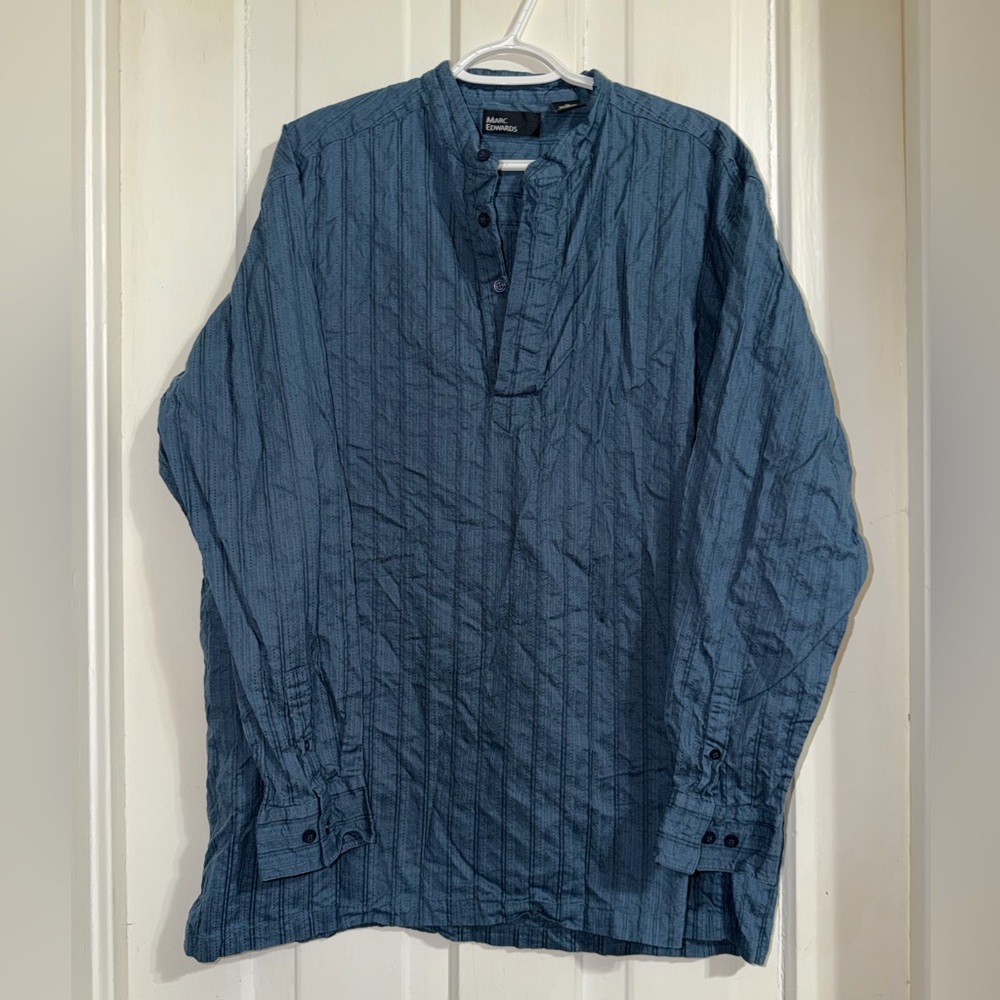 Men's Marc‎ Edwards size XL Blue Striped Long Sleeve Shirt light weight
